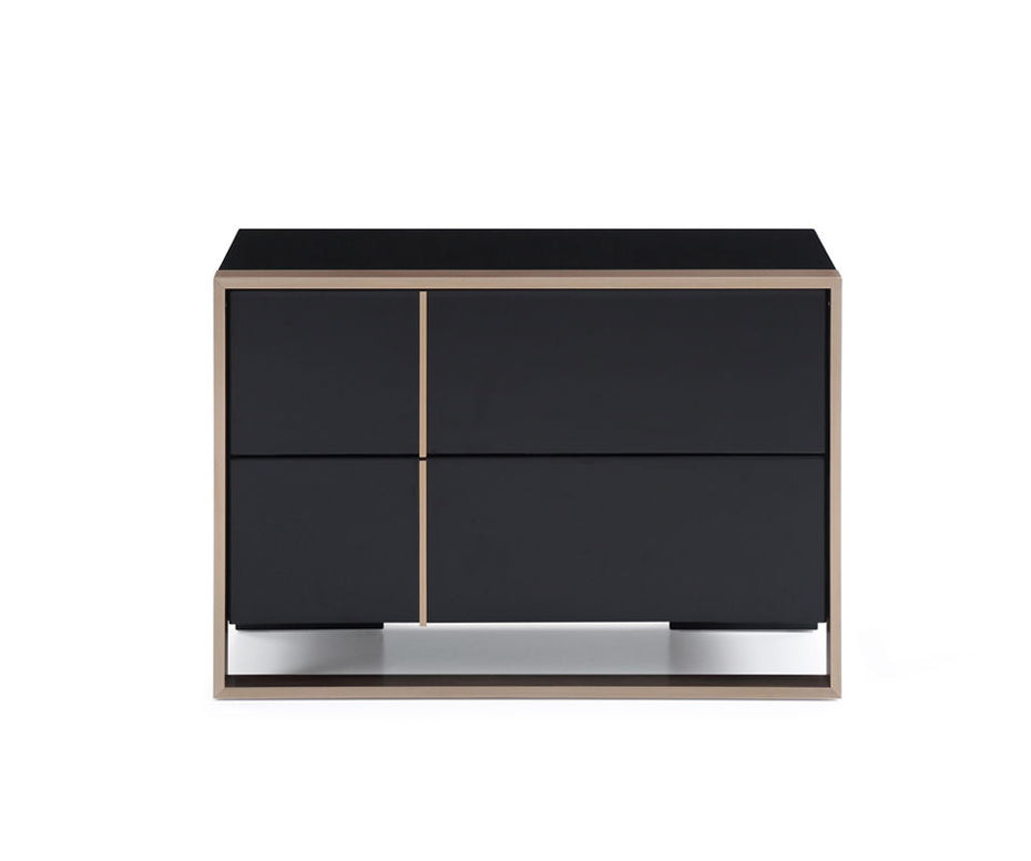 Two Drawers Nightstand - Black