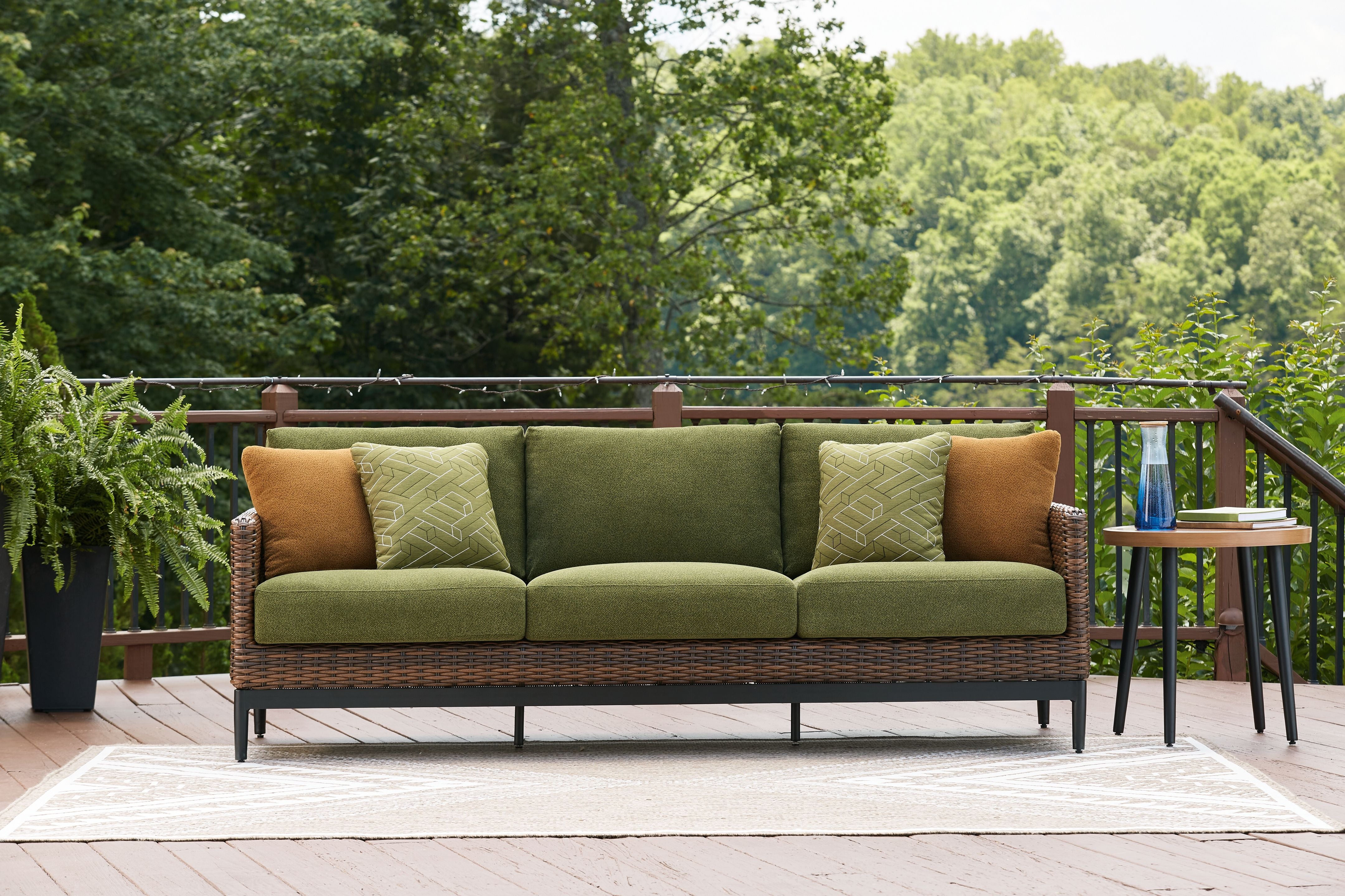 Horizon Hall - Brown / Green - Sofa With Cushion - BEL Furniture