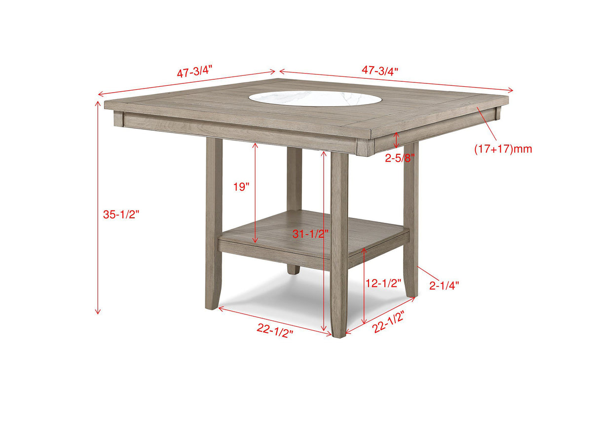 Fulton - Counter Table - White Oak With Marble