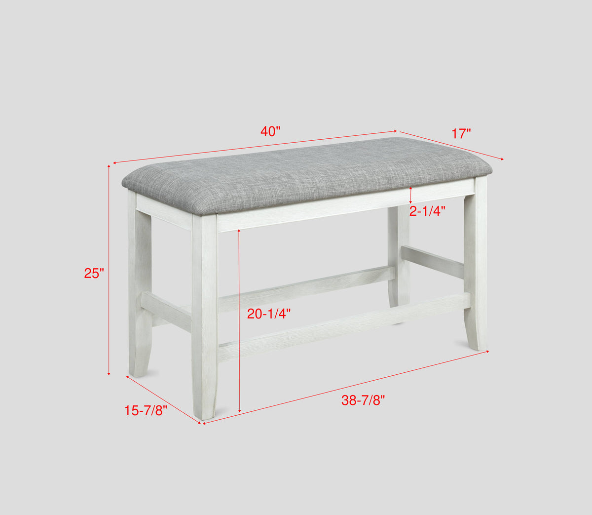 Fulton Counter Height Bench White