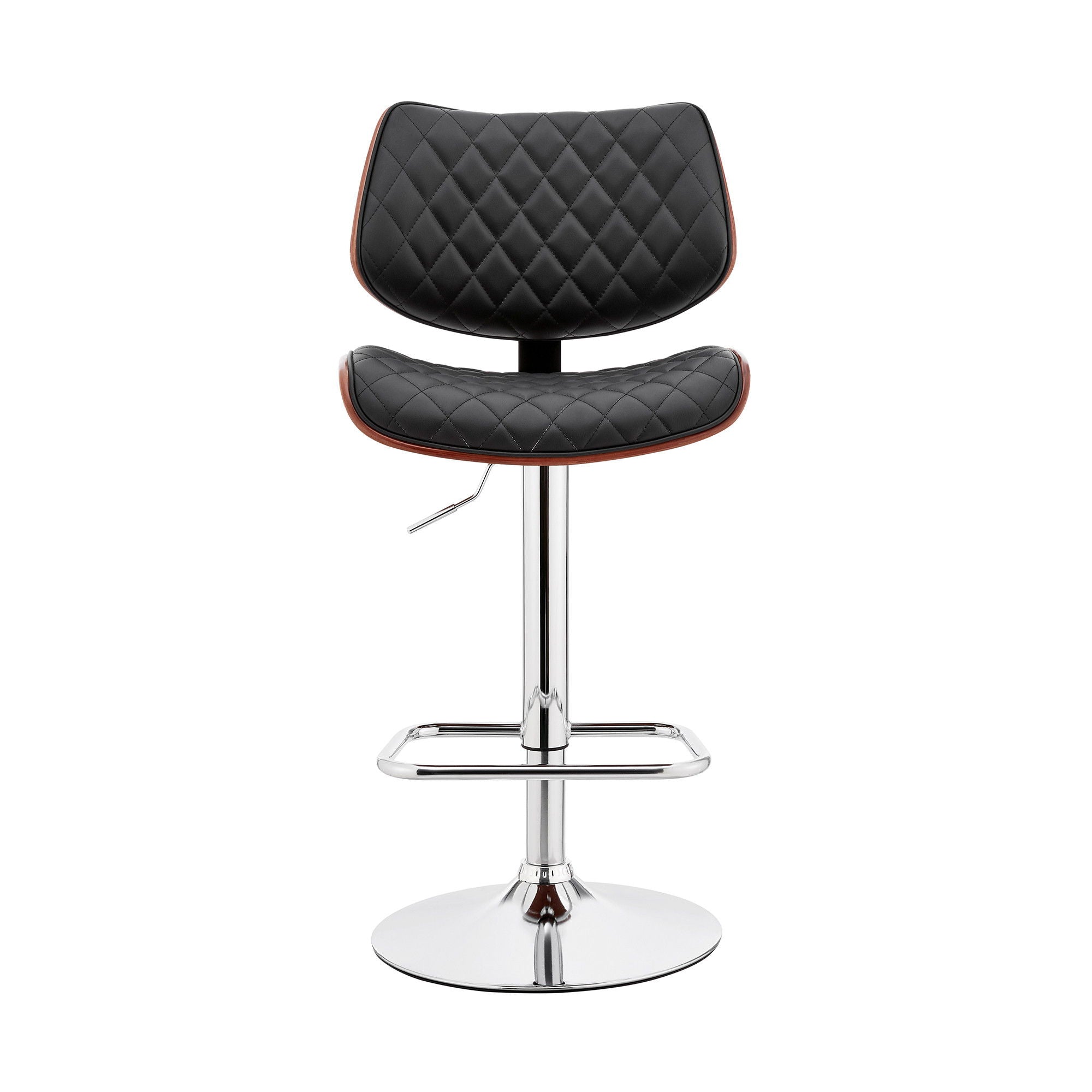 45" Faux Leather Swivel Low Back Adjustable Height Bar Chair - Black / Silver