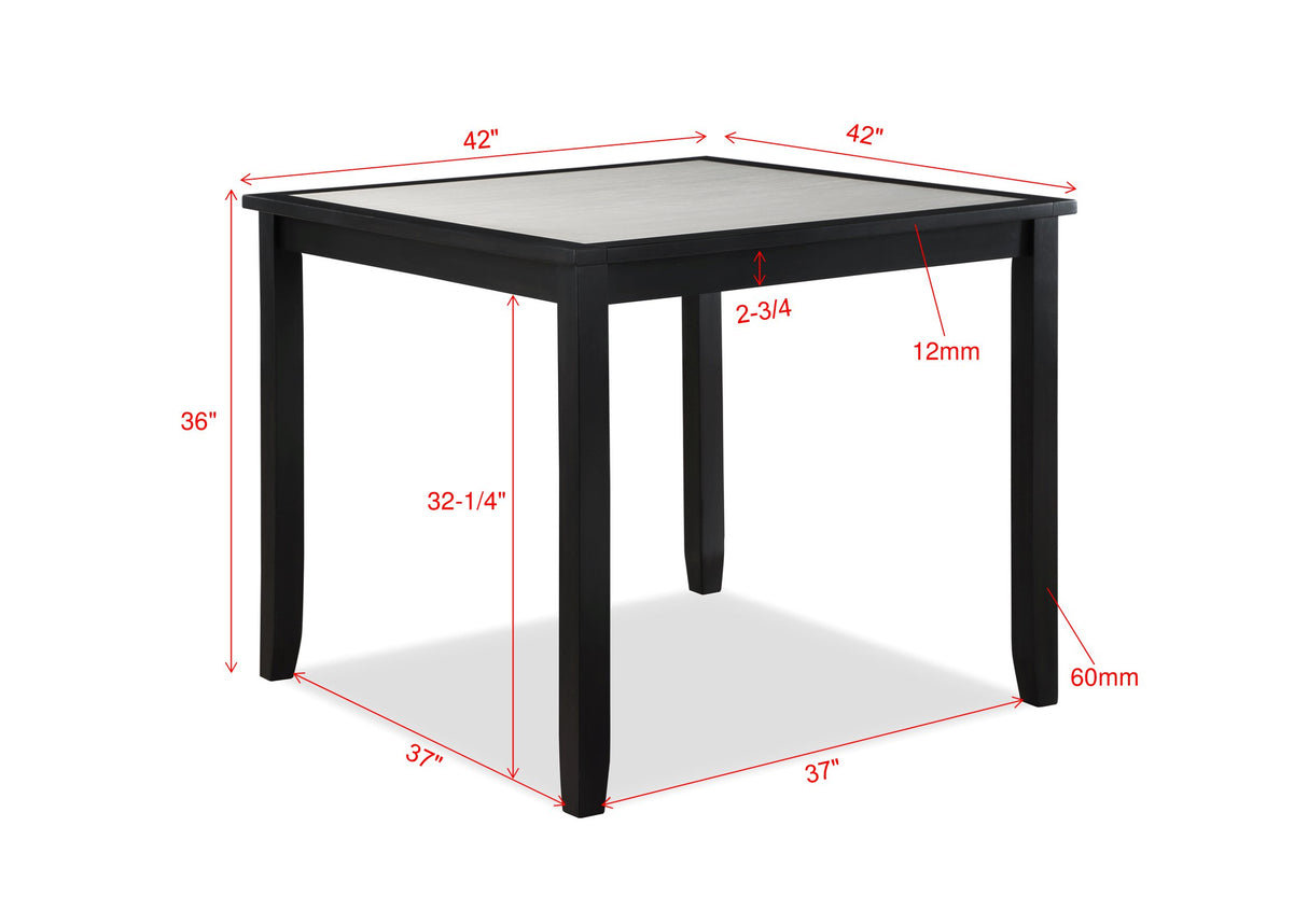Salvador - 5 Piece Counter Height Set - Charcoal / White