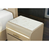 Gigi - Nightstand With LED Lighting For Bedroom Storage - Gold