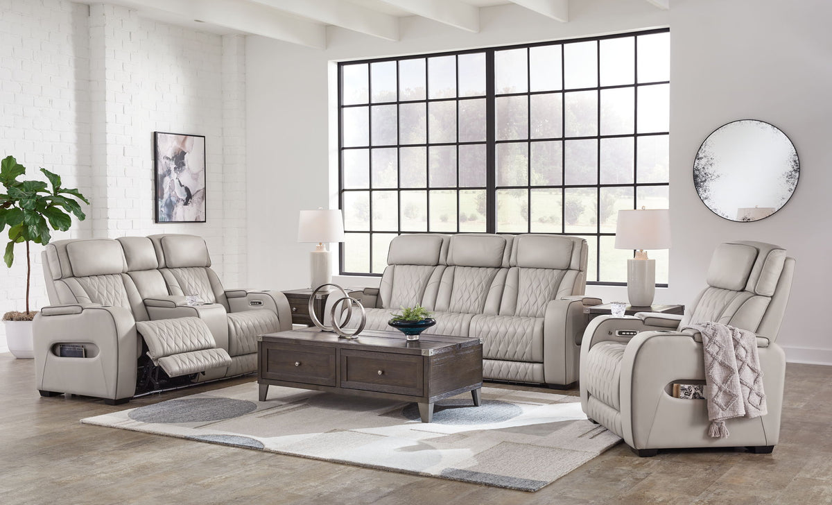 Boyington - Reclining Living Room Set Gray 3 Pc. Sofa, Loveseat, Recliner by Signature Design by Ashley® | Bel Furniture