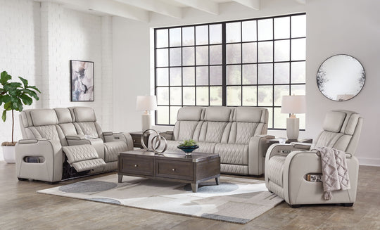 Boyington - Reclining Living Room Set Gray 3 Pc. Sofa, Loveseat, Recliner by Signature Design by Ashley® | Bel Furniture