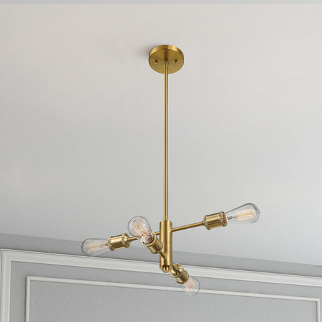 Trellis - 4 Lights Modern Gold Chandelier Vintage Pendant Fixture For Living Room - Clear / Gold - view 3