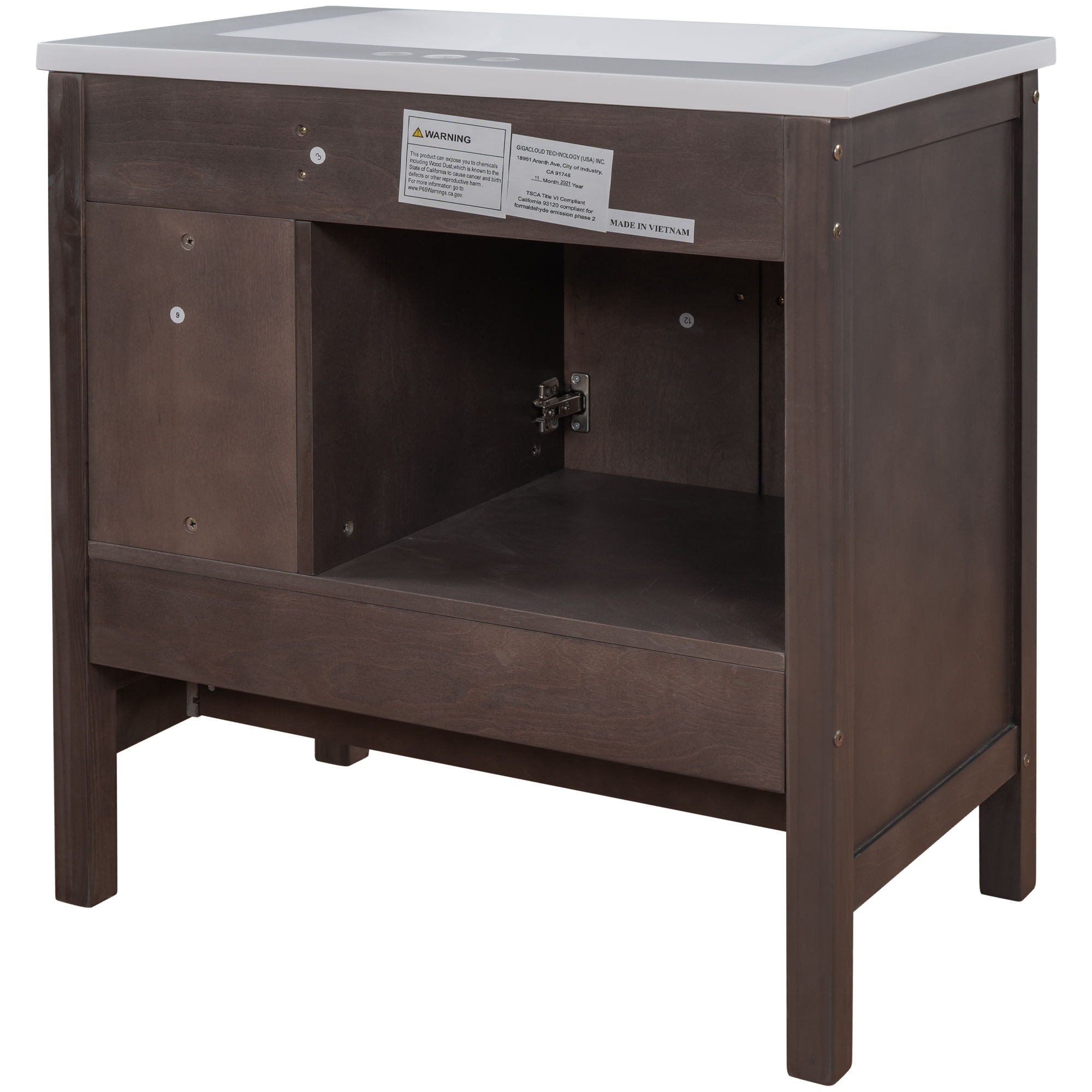 Bathroom Vanity With Sink, Bathroom Storage Cabinet With Doors And Drawers, Solid Wood Frame, Ceramic Sink