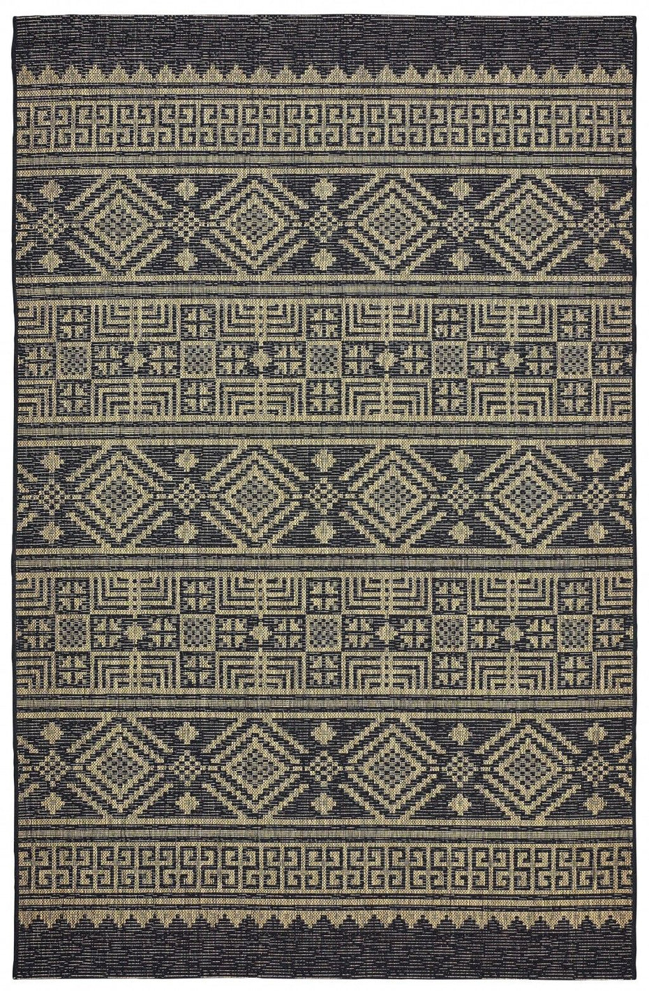 5' X 8' Indoor / Outdoor Area Rug - Brown / Black