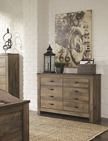 Trinell - Brown Dark - Six Drawer Dresser - 61.34" x 15.98" x 42.99" by Signature Design by Ashley® | Bel Furniture