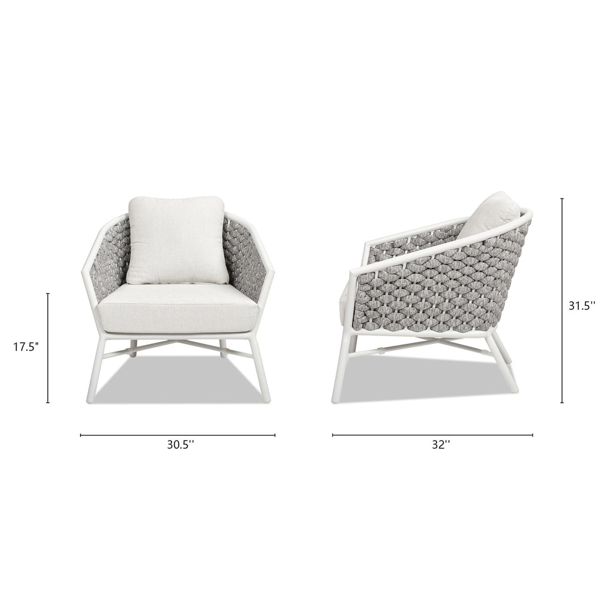 Rowan - Rope Barrel Back Patio Accent Arm Chair (Set of 2) - Optic White by Jennifer Taylor Home | Bel Furniture