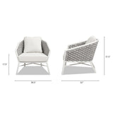 Rowan - Rope Barrel Back Patio Accent Arm Chair (Set of 2) - Optic White by Jennifer Taylor Home | Bel Furniture