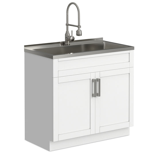 Hennessy - Deluxe Laundry Cabinet With Faucet And Stainless Steel Sink