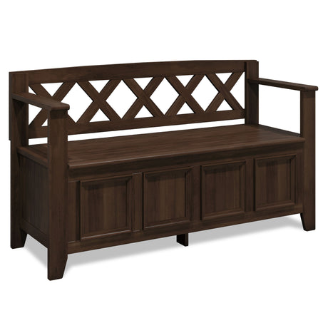 Amherst - Entryway Storage Bench - Natural Aged Brown by Simpli-Home | Bel Furniture