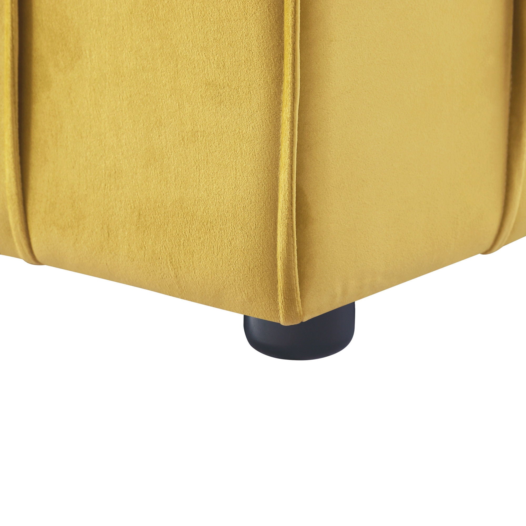 Velvet Cube Ottoman - Yellow / Black