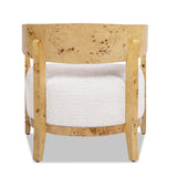 Madrid - Burl Barrel Accent Arm Chair - Seashell White by Jennifer Taylor Home | Bel Furniture
