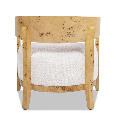 Madrid - Burl Barrel Accent Arm Chair - Seashell White by Jennifer Taylor Home | Bel Furniture