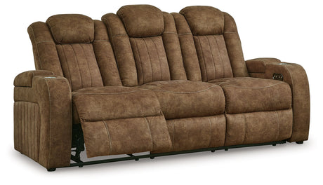 Wolfridge - 2 Pc. - Power Reclining Sofa, Power Reclining Loveseat With Console - Brindle - view 4