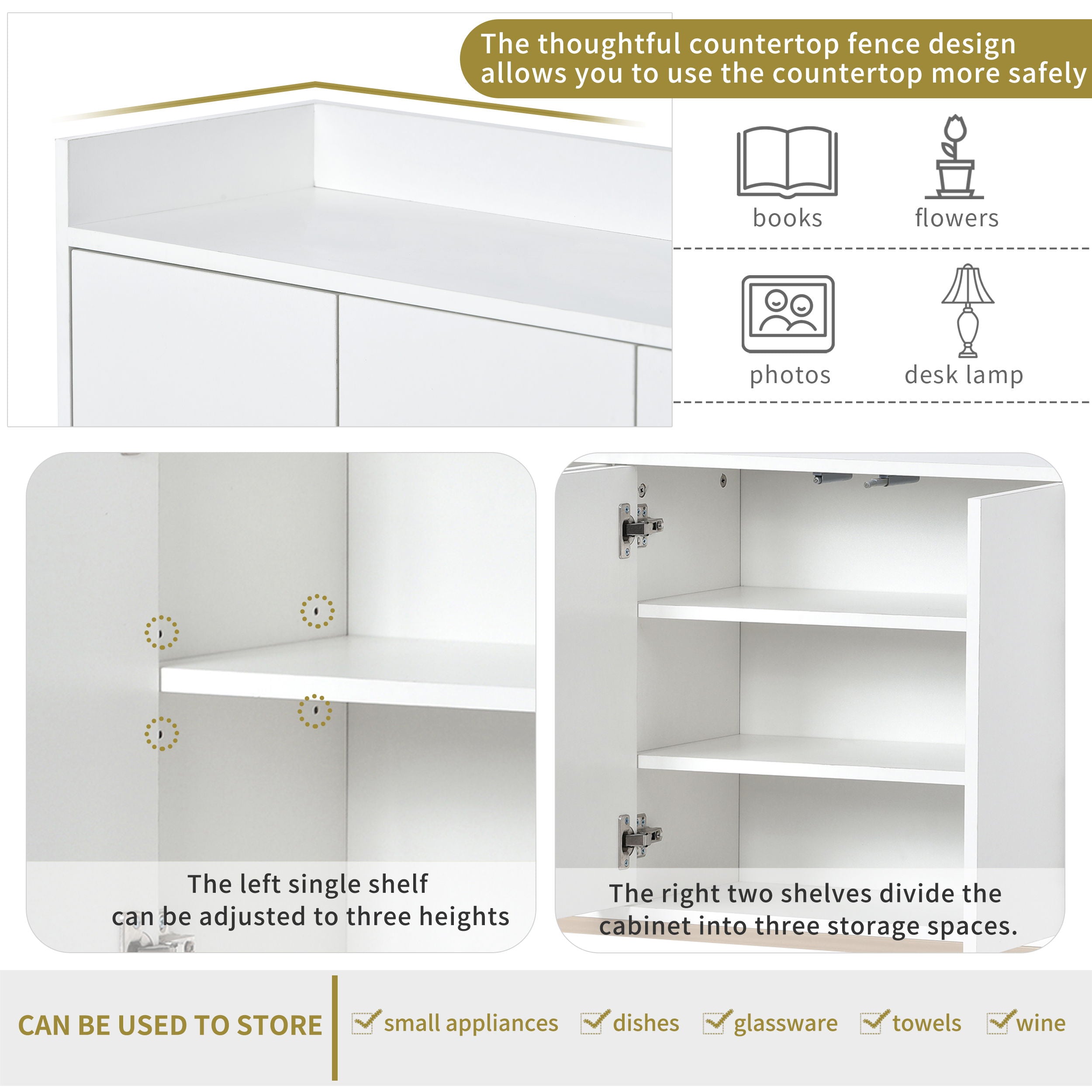 Modern Sideboard Elegant Buffet Cabinet With Large Storage Space For Dining Room, Entryway