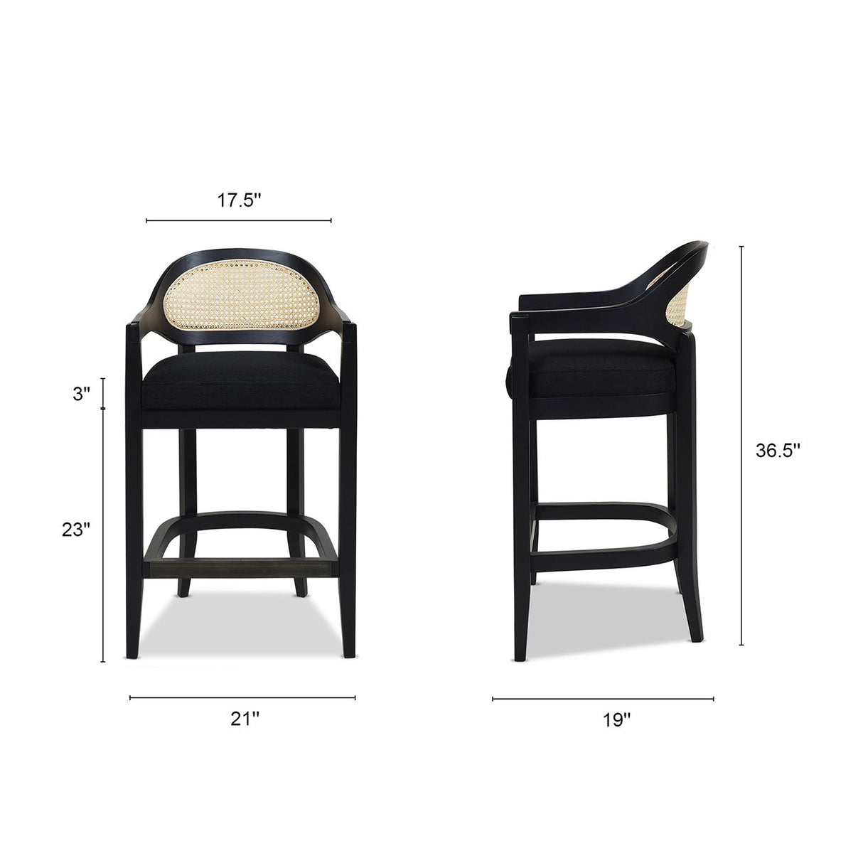 Americana - Mid-Century Modern Cane Back Counter Stool by Jennifer Taylor Home | Bel Furniture