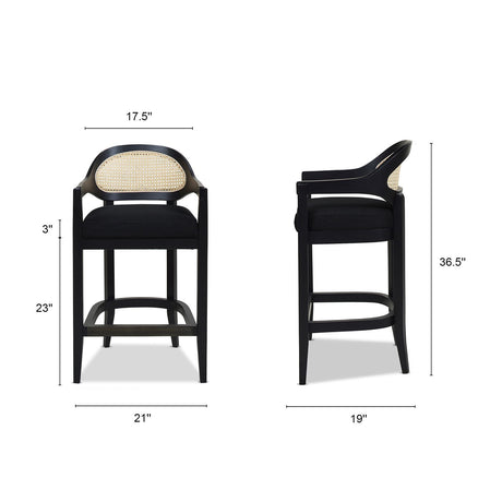 Americana - Mid-Century Modern Cane Back Counter Stool by Jennifer Taylor Home | Bel Furniture