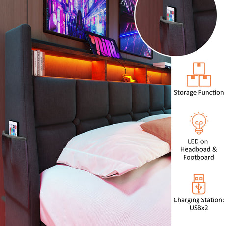 Upholstered Platform Bed With A Hydraulic Storage System, LED And USB Charging (Without Mattress) - view 8