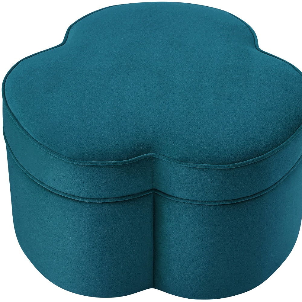 Velvet Specialty Cocktail Ottoman - Teal Blue