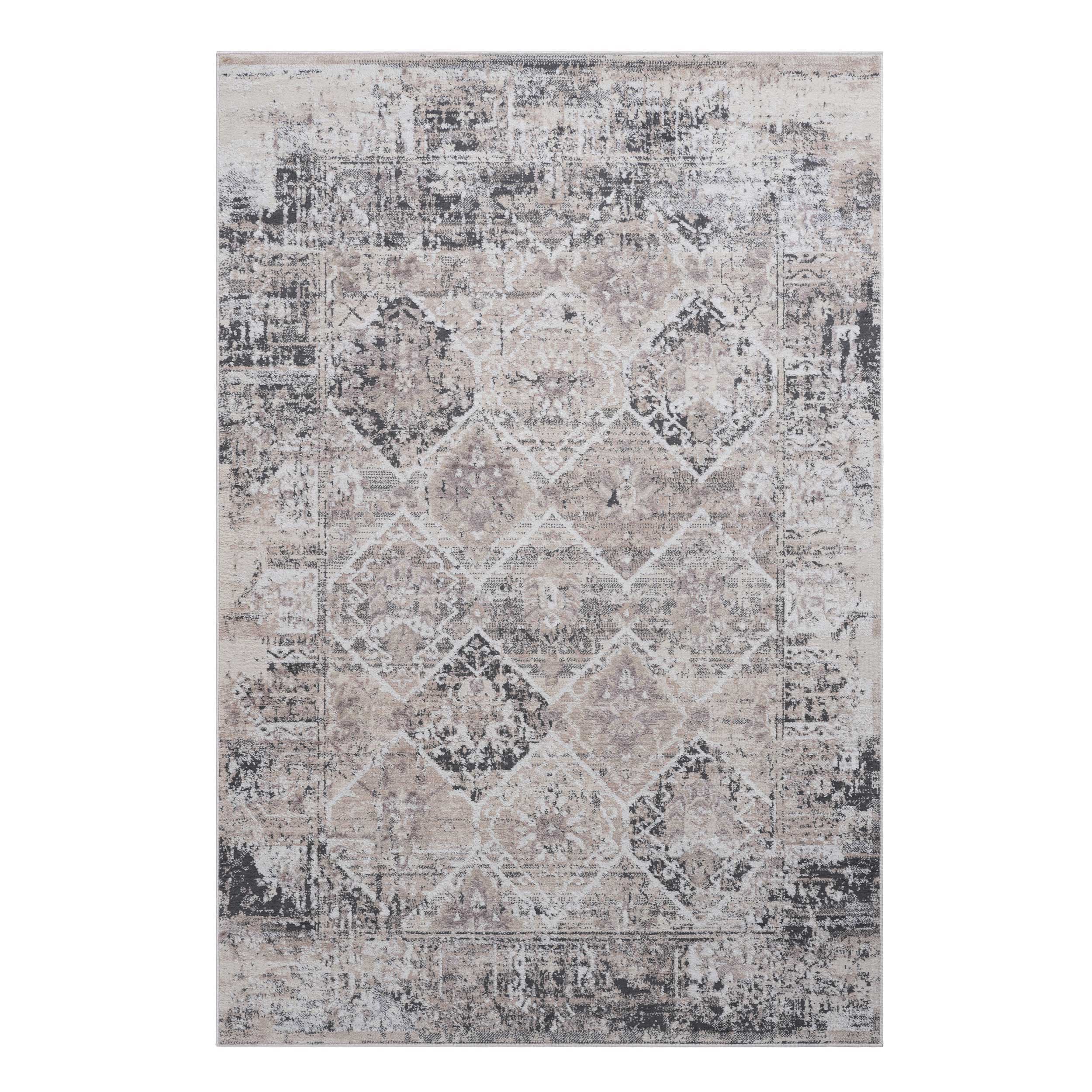 5' x 7' Traditional Non-Shedding Stylish And Stain Resistant Area Rug - Cream / Anthracite