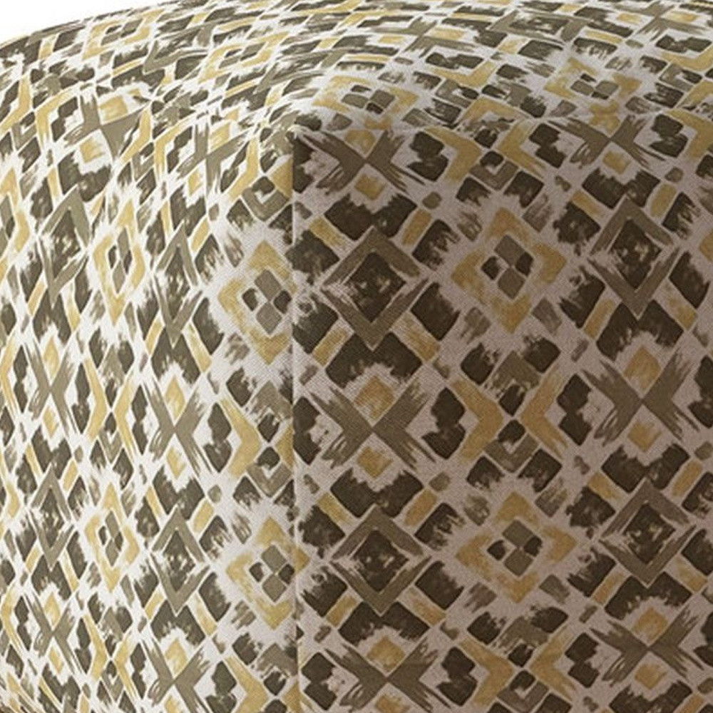 Cotton Geometric Pouf Ottoman - Beige