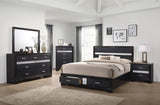 Miranda - Storage Bedroom Set Black 4 Pc. Bed, Nightstand, Dresser, Mirror California King by CoasterEveryday | Bel Furniture