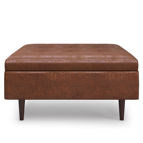 Shay - Large Square Coffee Table Storage Ottoman Mid-Century Style - view 19