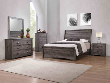 Coralee - Bedroom Set Dark Gray 5 Pc. Bed, Dresser, Mirror, Chest, Nightstand by Crown Mark | Bel Furniture