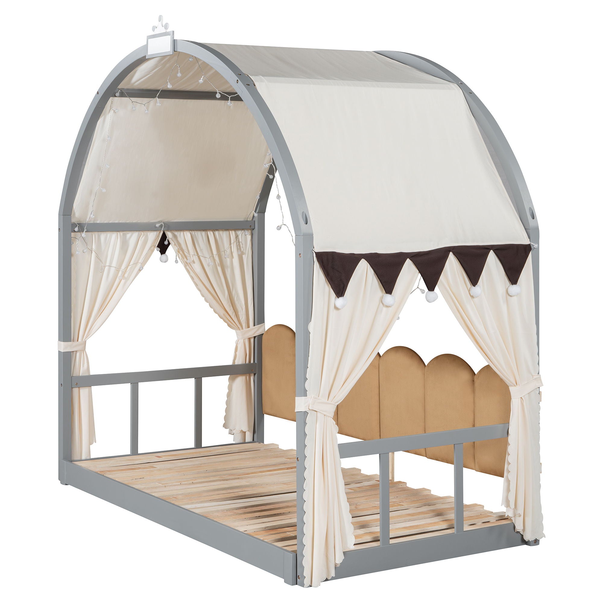 Extended Bed With Arched Roof And Trundle