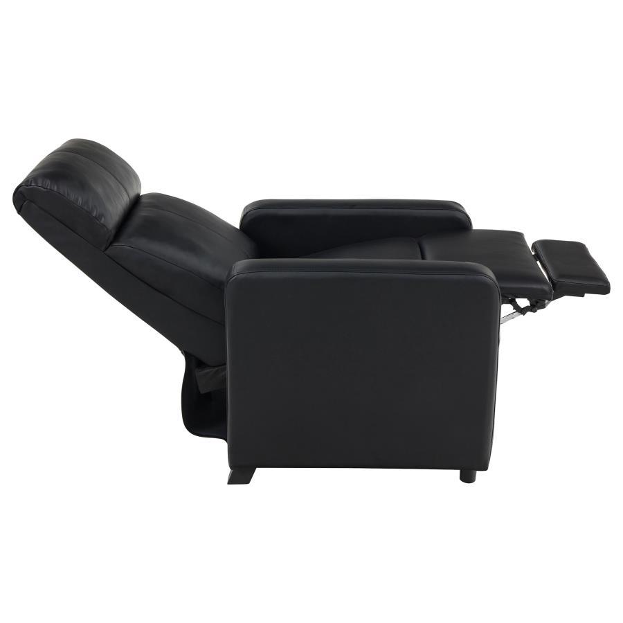 Toohey - Upholstered Home Theater Push Back Recliner - Black by CoasterEveryday | Bel Furniture