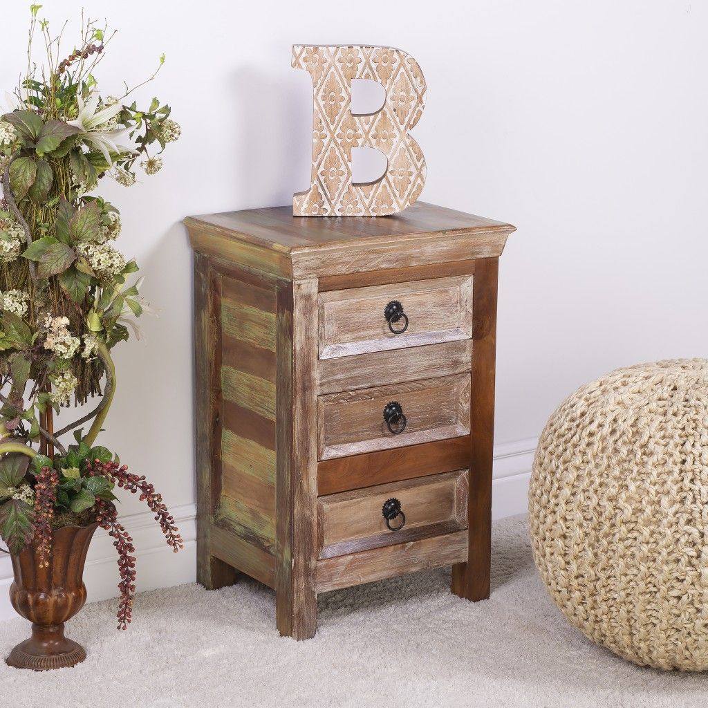 Modern Rustic Three Drawer Accent Chest - Light Brown