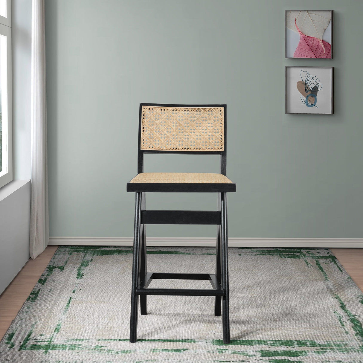 Keira - Bar Stool (Set of 2) - Black / Rattan by Ashcroft Furniture | Bel Furniture