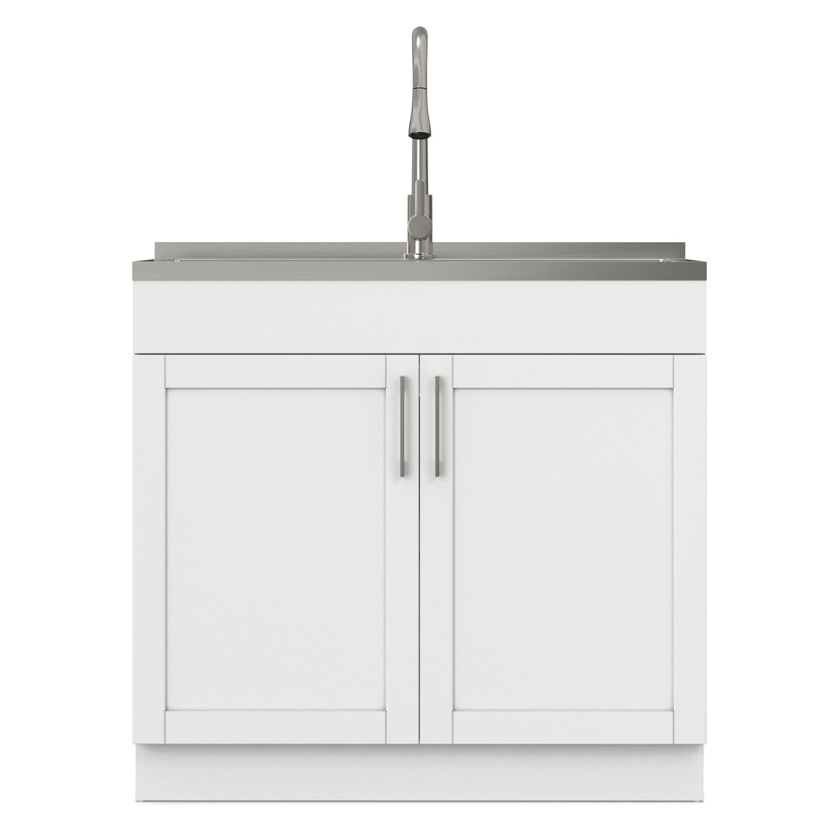 Modern Shaker All-In-One Laundry Utility Sink And Cabinet With Pull-Out Faucet
