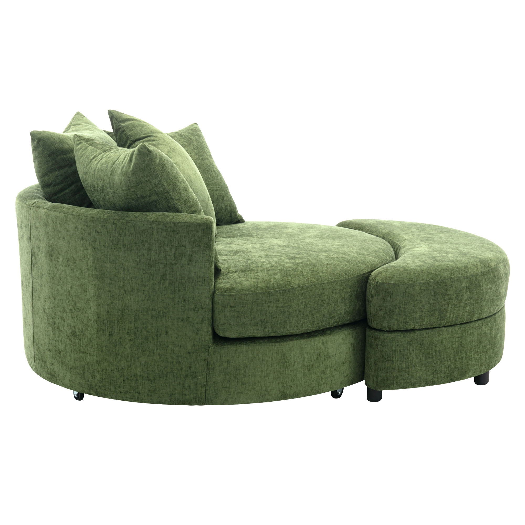 360° Swivel Accent Barrel Chair With Storage Ottoman & 4 Pillows, Modern Chenille Leisure Chair Round Accent For Living Room