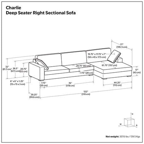 Charlie - Upholstered Deep Seater Sectional Sofa - view 7