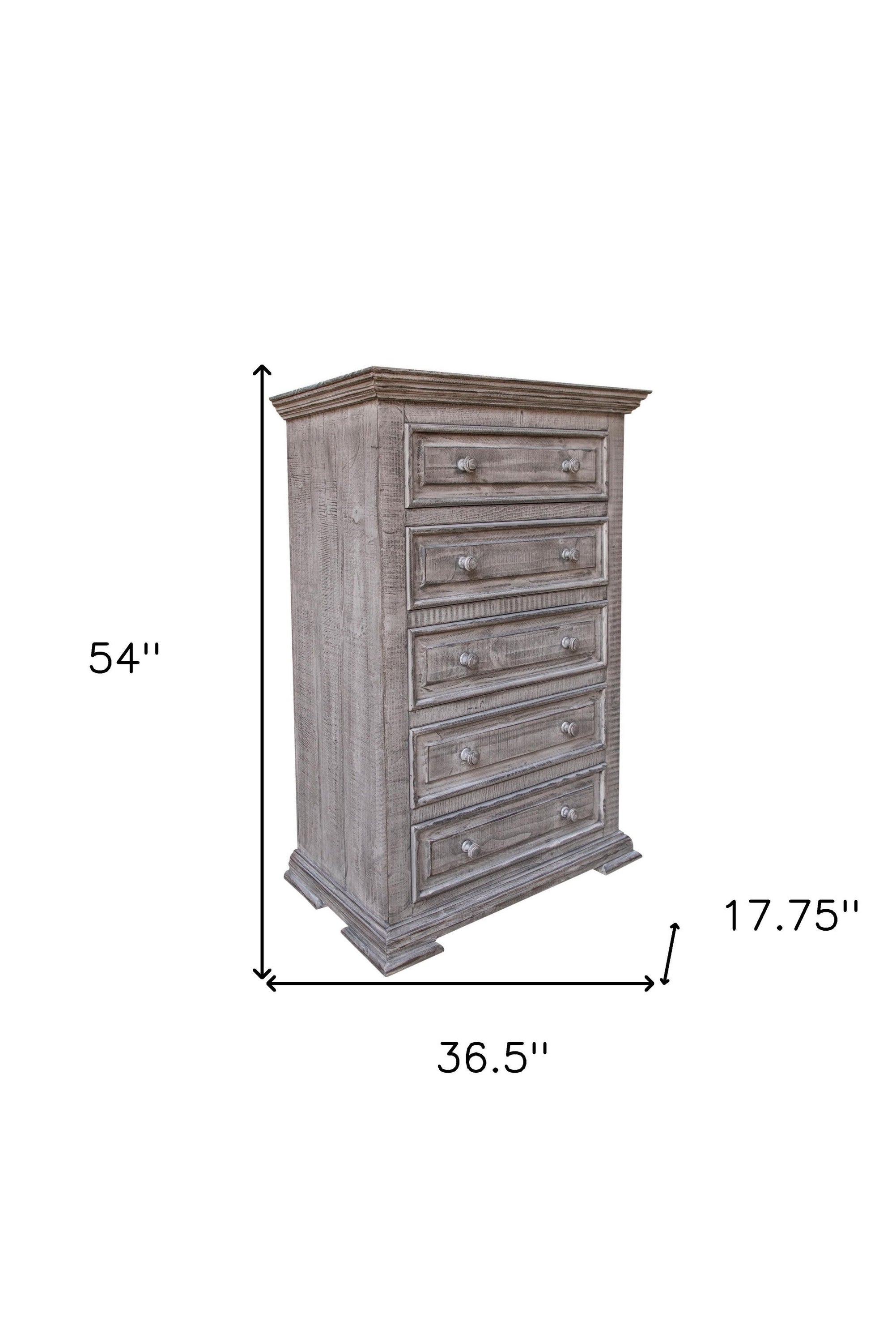 Wood 5 Drawer Chest - Gray