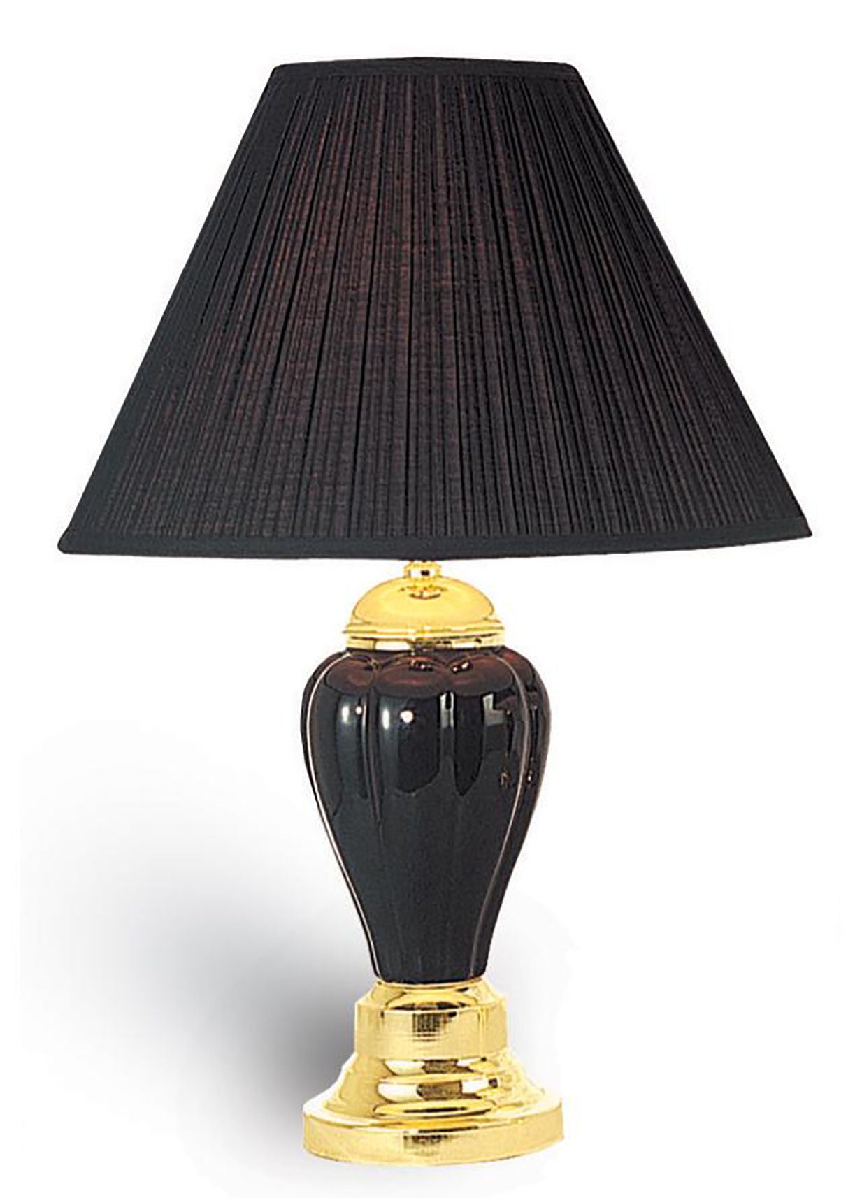 Ceramic Urn Table Lamp With Black Empire Shade - Black / Gold