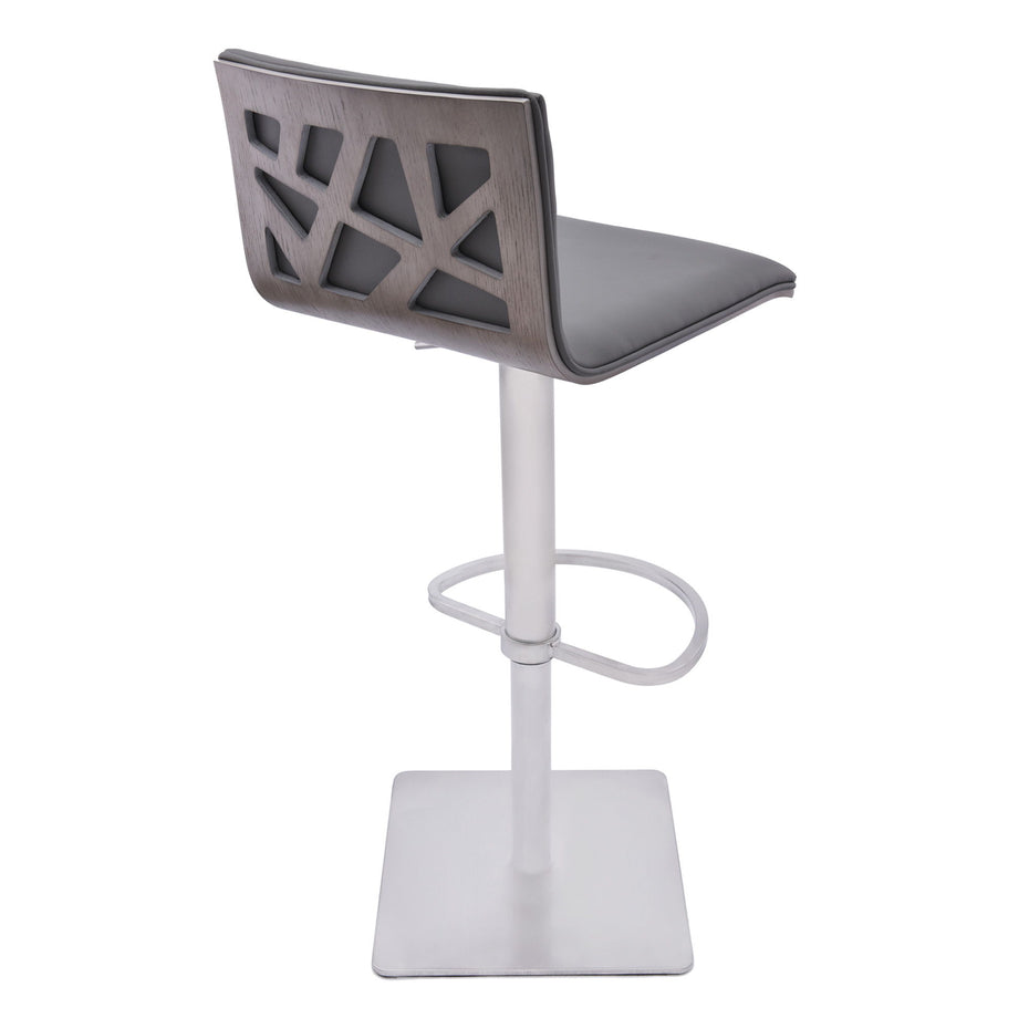 Swivel Backless Adjustable Height Bar Chair - Gray / Silver