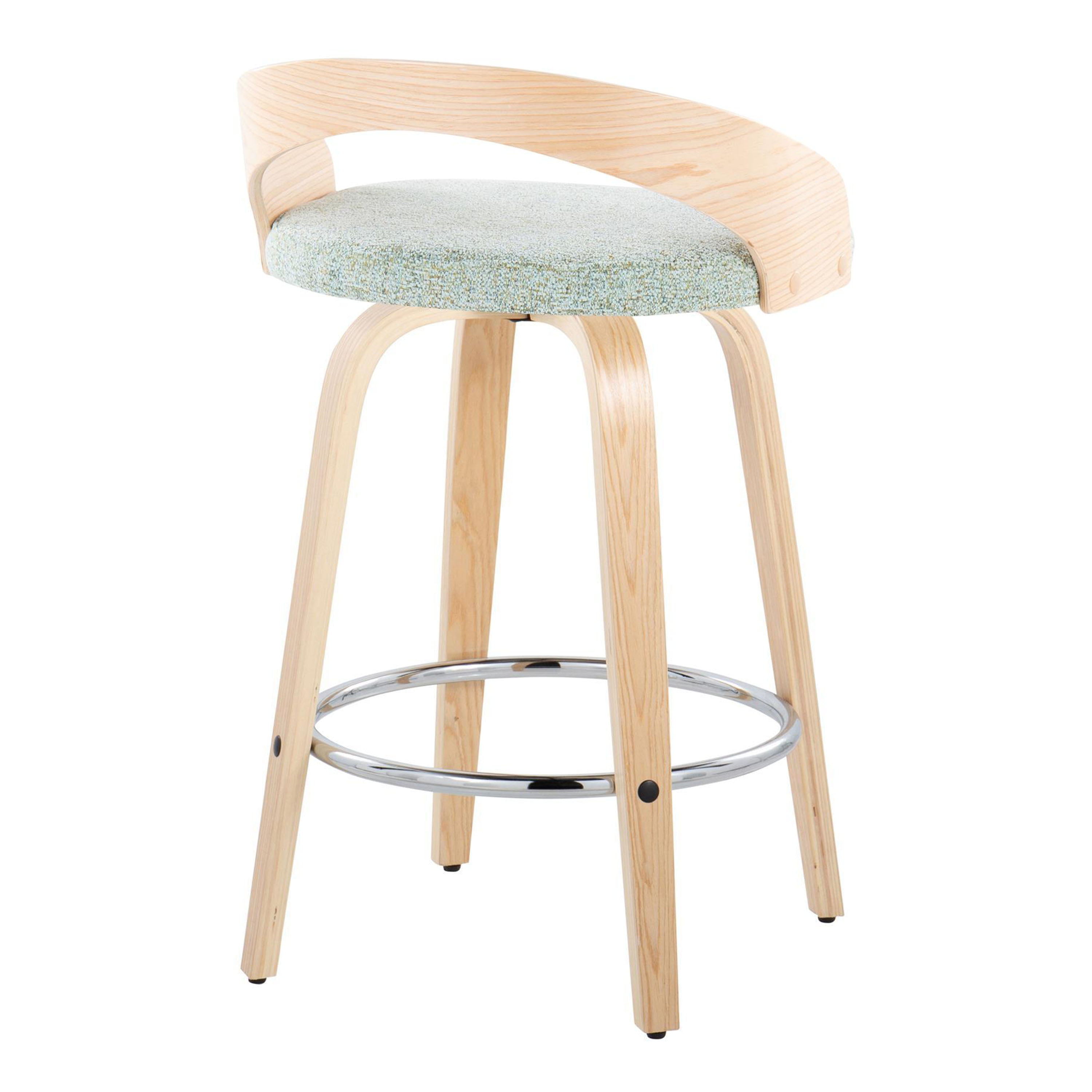 Grotto - Contemporary Fixed Height Counter Stool With Swivel With Round Footrest (Set of 2)