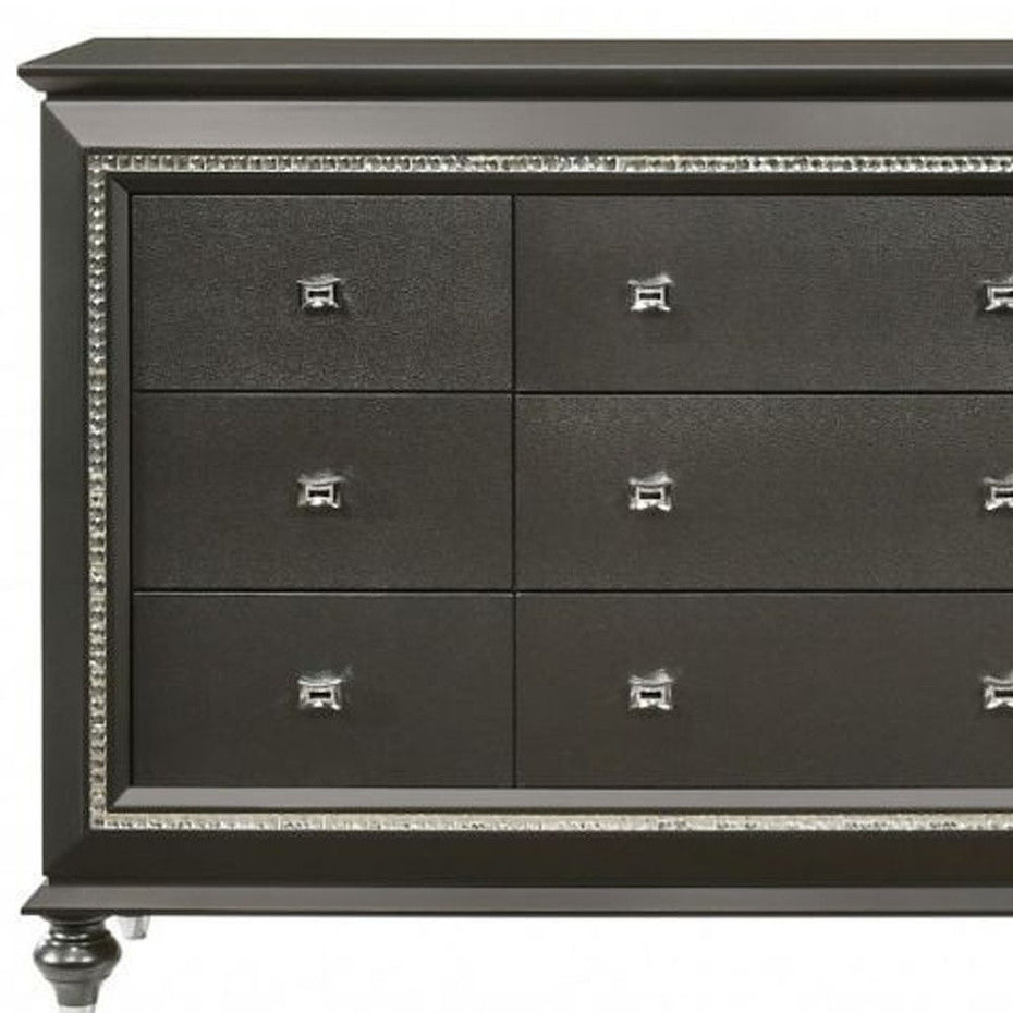 Solid Wood 9 Drawer Triple Dresser - Gray