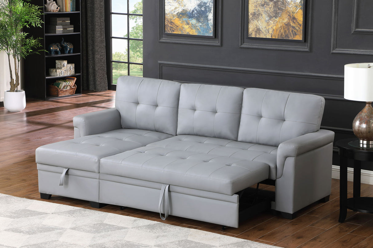Lexi - Vegan Leather Modern Reversible Sleeper Sectional Sofa With Storage Chaise by Lilola Home | Bel Furniture
