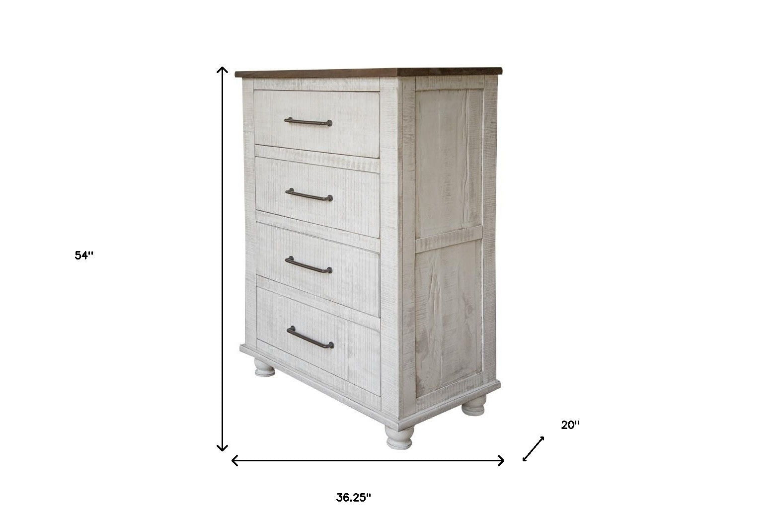 Wood Four Drawer Chest - Brown / White