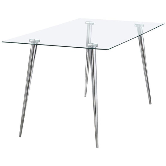 Gilman - Rectangular 64-inch Glass Top Dining Table White by CoasterEssence | Bel Furniture