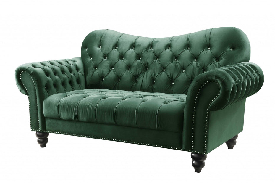 Velvet Loveseat - Green / Black