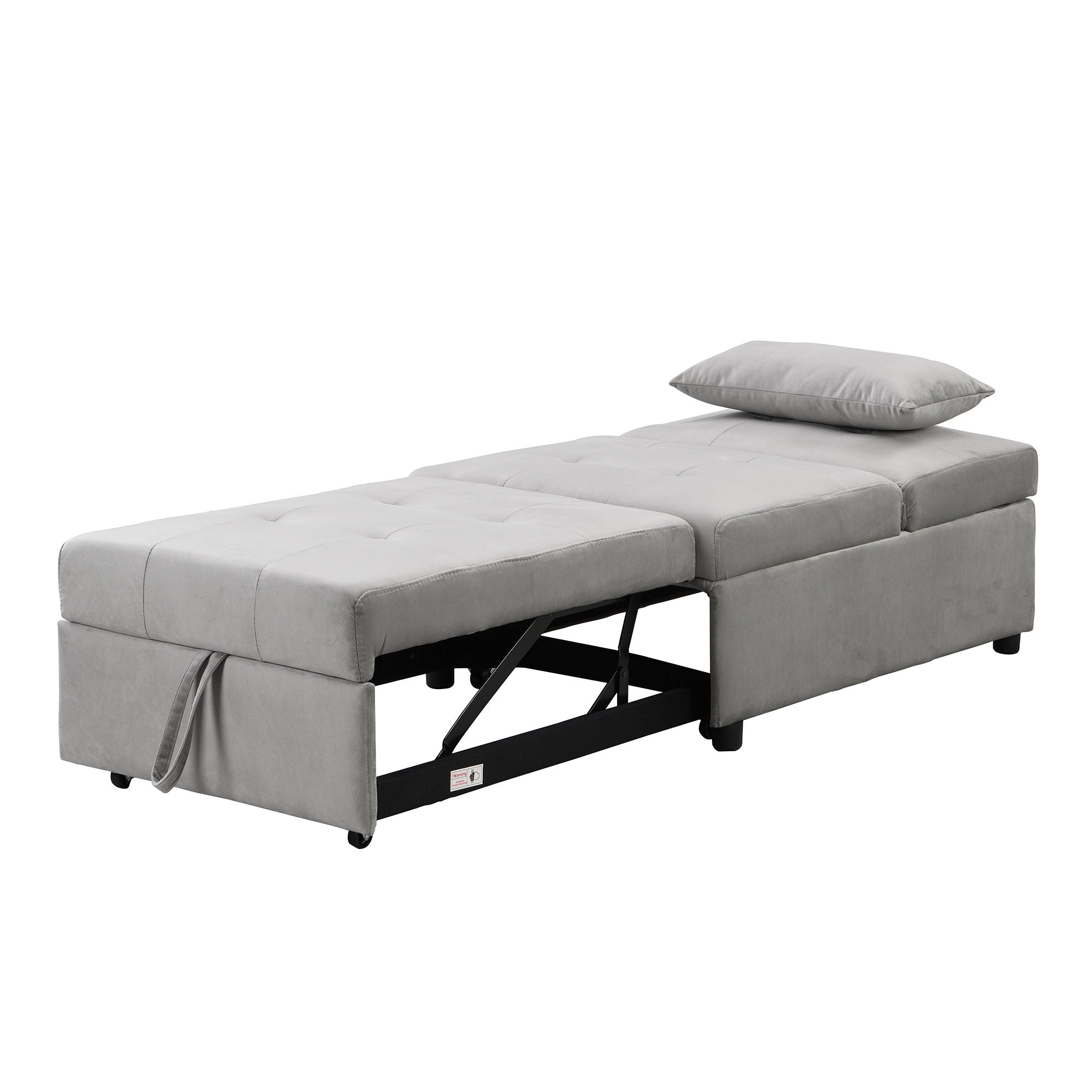 Folding Ottoman Sofa Bed - Gray Fabric