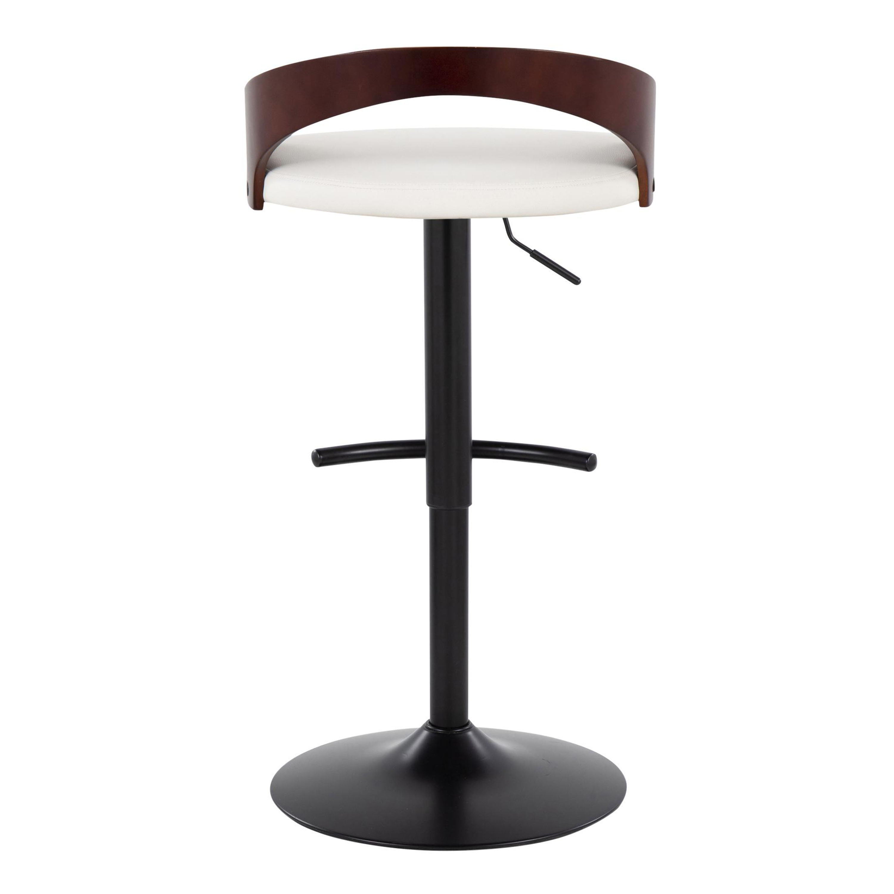 Grotto - Contemporary Adjustable Barstool With Swivel With Rounded T Footrest (Set of 2)