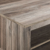 Coastal Grooved Panel Coffee Table With Lower Shelf by Walker Edison | Bel Furniture